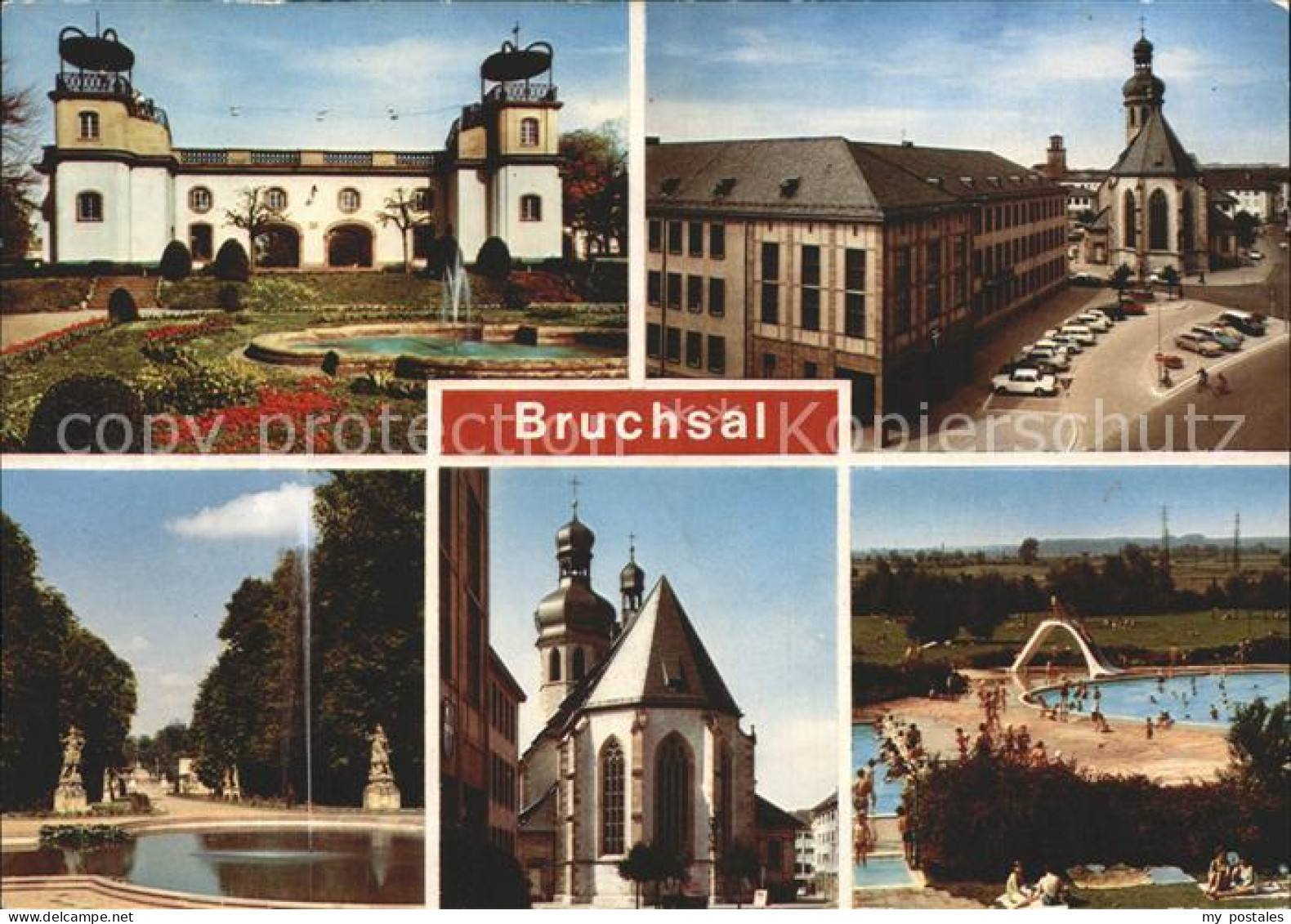 42028930 Bruchsal Schwimmbad Kirche Brunnen  Bruchsal - Bruchsal