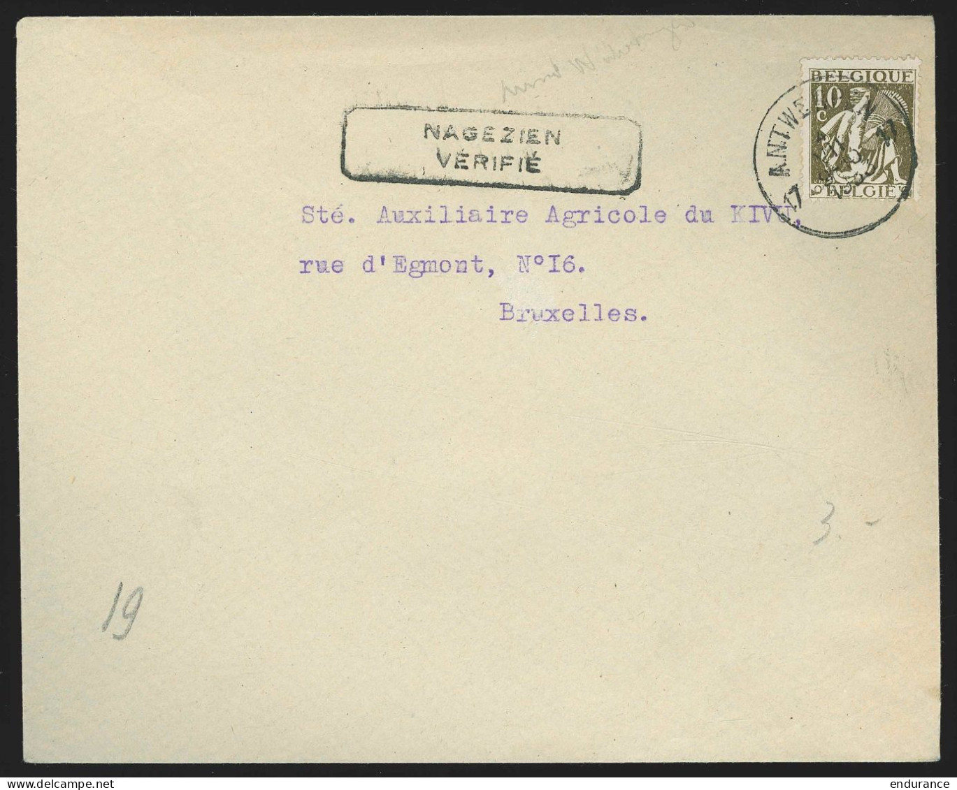 L Imprimé Affr N°337 D'ANTWERPEN/1933 Pour Bruxelles + Bil VERIFIE - 1932 Ceres Und Mercure