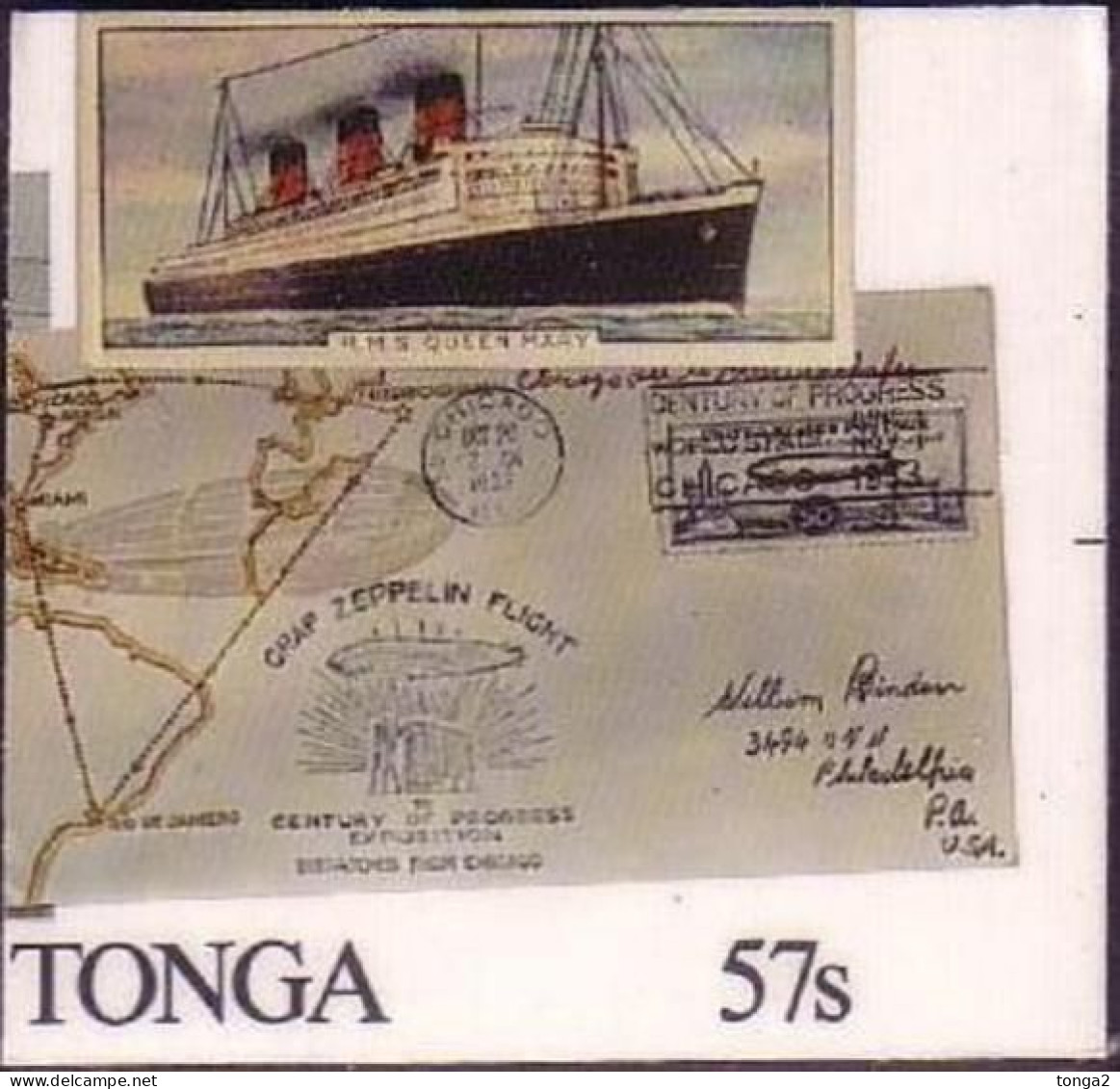 TONGA Cromalin Proof 1989 - Shows  Zeppelin Cover - 4 Exist - Tonga (1970-...)