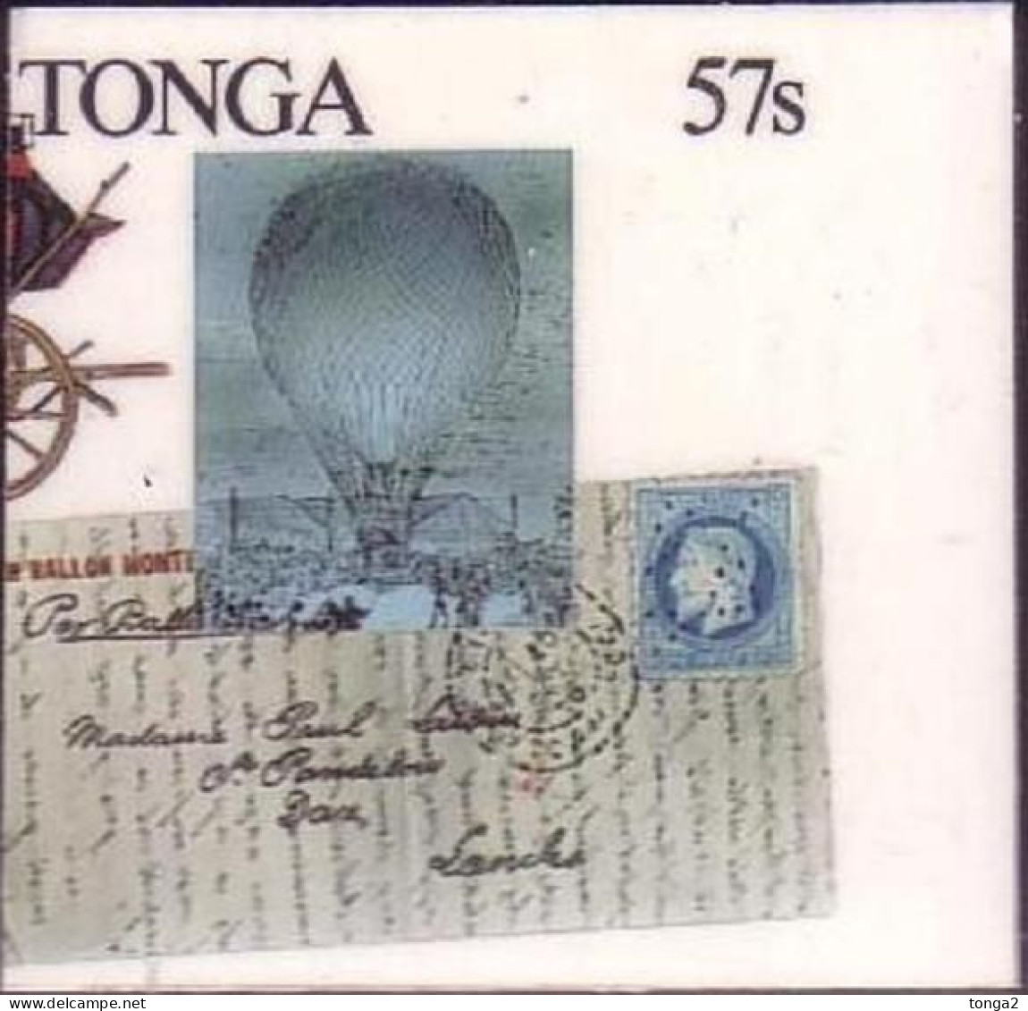 TONGA Cromalin Proof 1989 - Shows Hot Air Balloon - 4 Exist - Tonga (1970-...)