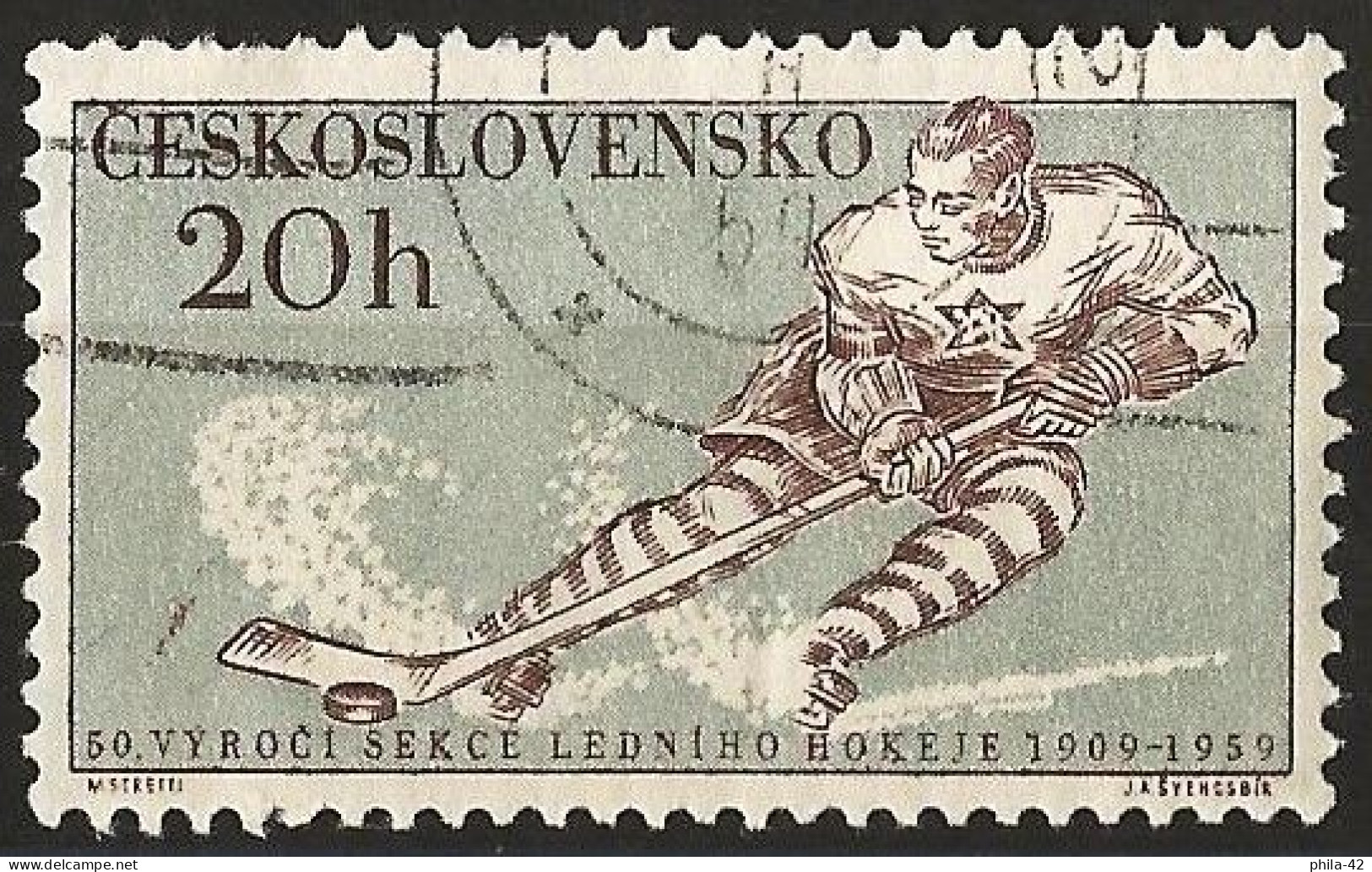 Czechoslovakia 1959 - Mi 1116 - YT 1001 ( Ice-Hockey ) - Jockey (sobre Hielo)