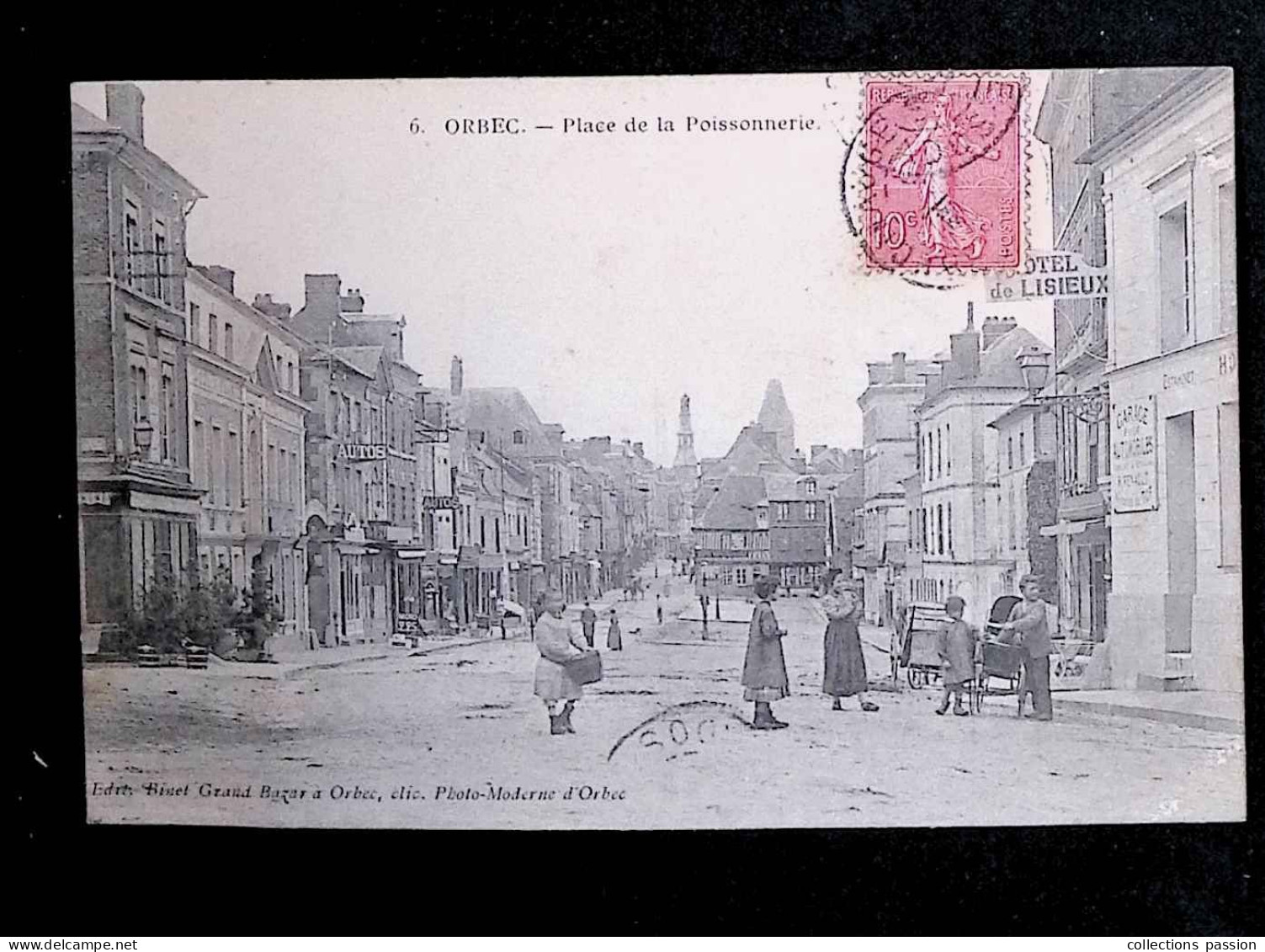 Cp, 14, Orbec, Place De La Poissonnerie, Commerces, Voyagée 1905 - Orbec