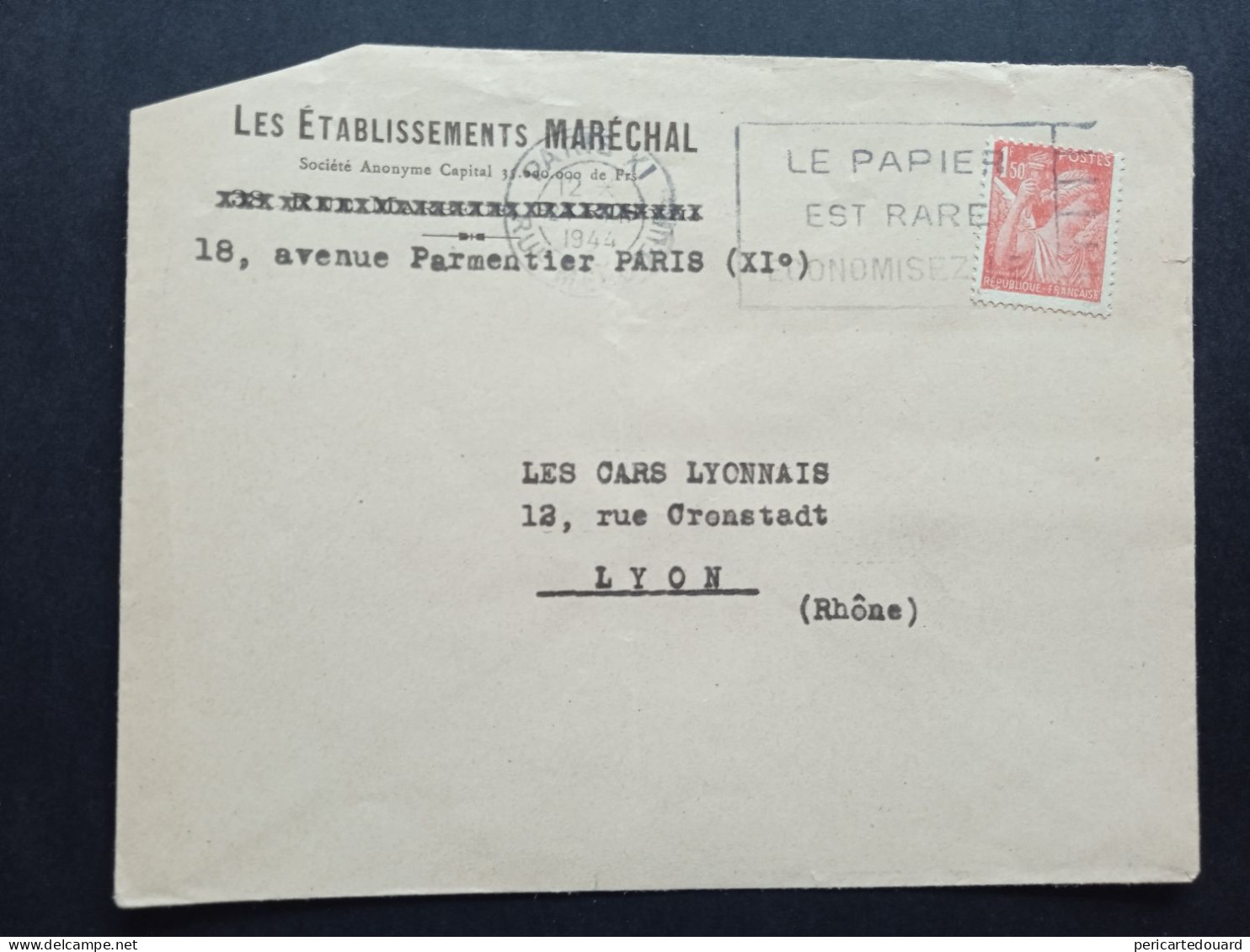 Iris 652 Sur Lettre, Paris XI Rue Mercoeur Le 24/12/1944 - 1939-44 Iris