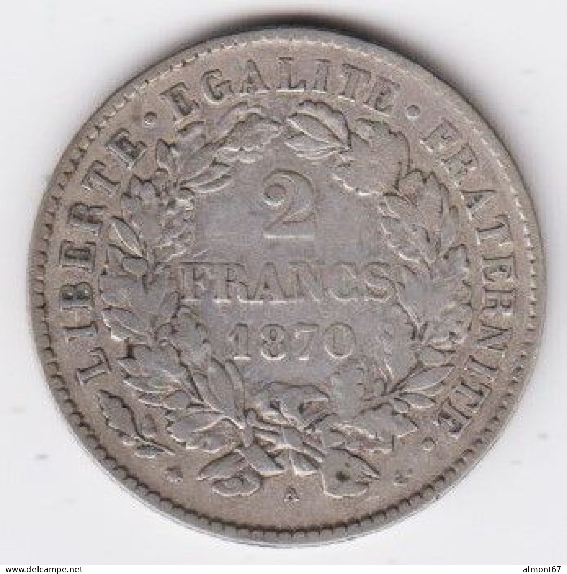 2 Francs  Cérès 1870A - 1870-1871 Gouvernement De La Défense Nationale