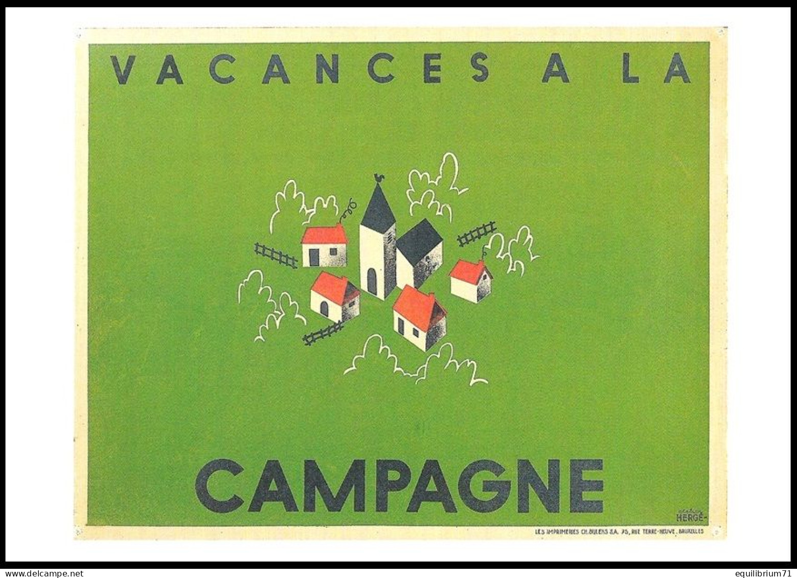 CP/PK** - Atel Hergé Publicité - 1933 - Vacances à La Campagne Affiche Pour Les Magasins "Au Bon Marché" - Philabédés (fumetti)