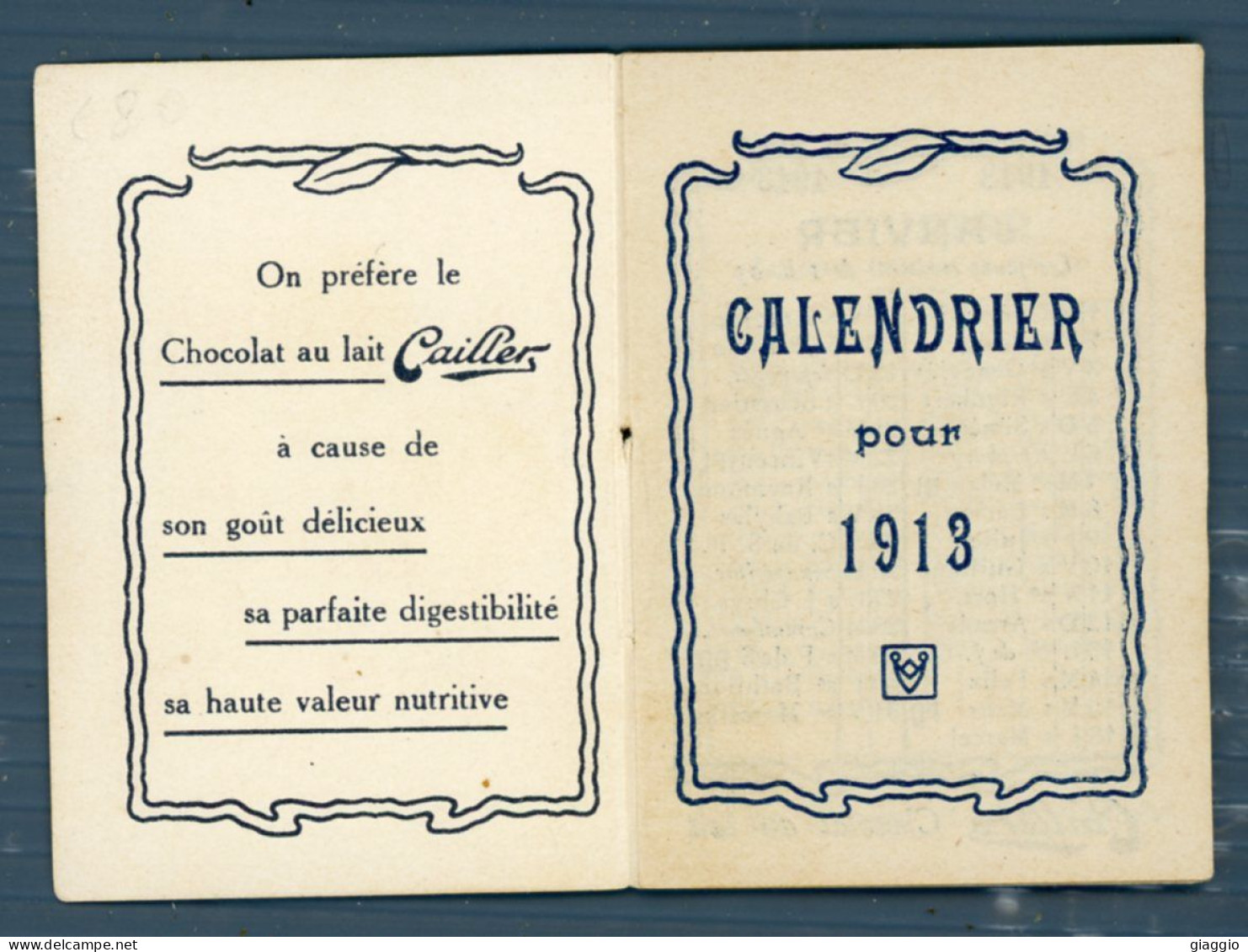 °°° Calendario Antico 1913 - Cioccolato °°° - Formato Piccolo : ...-1900