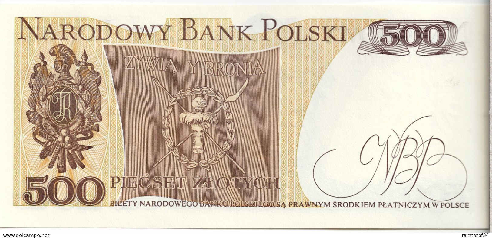 POLOGNE - 500 Zlotych 1982 UNC - Polonia