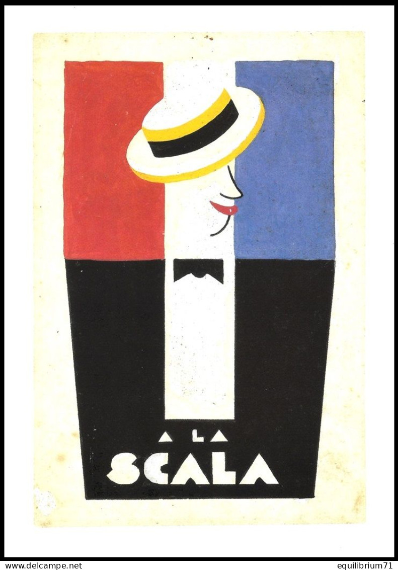 CP/ PK** - Atel Hergé Publicité - 1934 - À La Scala Projet D'affiche Pour Un Spectacle De Maurice Chevalier - Philabédés (comics)