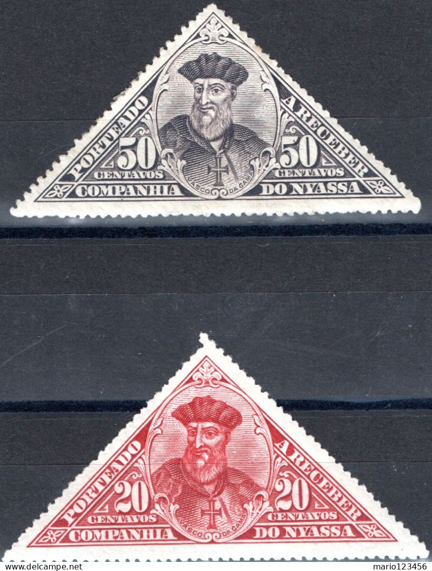 NYASSA, SEGNATASSE, POSTAGE DUE, VASCO DA GAMA, 1924, FRANCOBOLLI NUOVI (MLH*) Scott:PT-NY J8,J9 - Nyassa