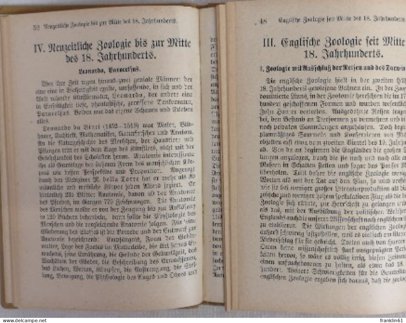 Geschichte Der Zoologie. I. U. II. Band (Sammlung Göschen Bd. 357 U. 823) - Animali