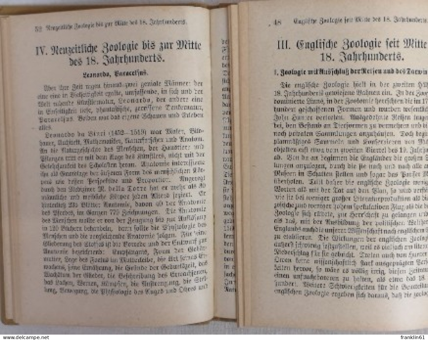 Geschichte Der Zoologie. I. U. II. Band (Sammlung Göschen Bd. 357 U. 823) - Dieren