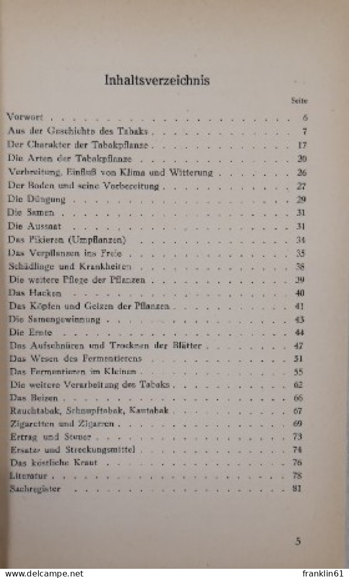 Tabak Im Garten, Anbau Und Fermentation Für Jedermann. - Autres & Non Classés