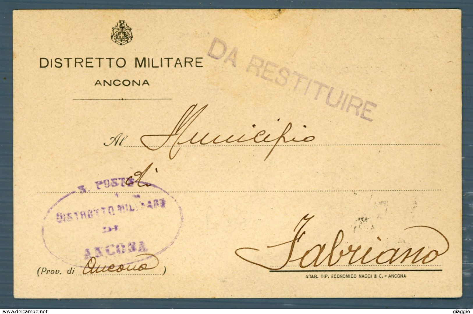 °°° Militari N. 5605 - Distretto Militare Di Ancona °°° - Documenti