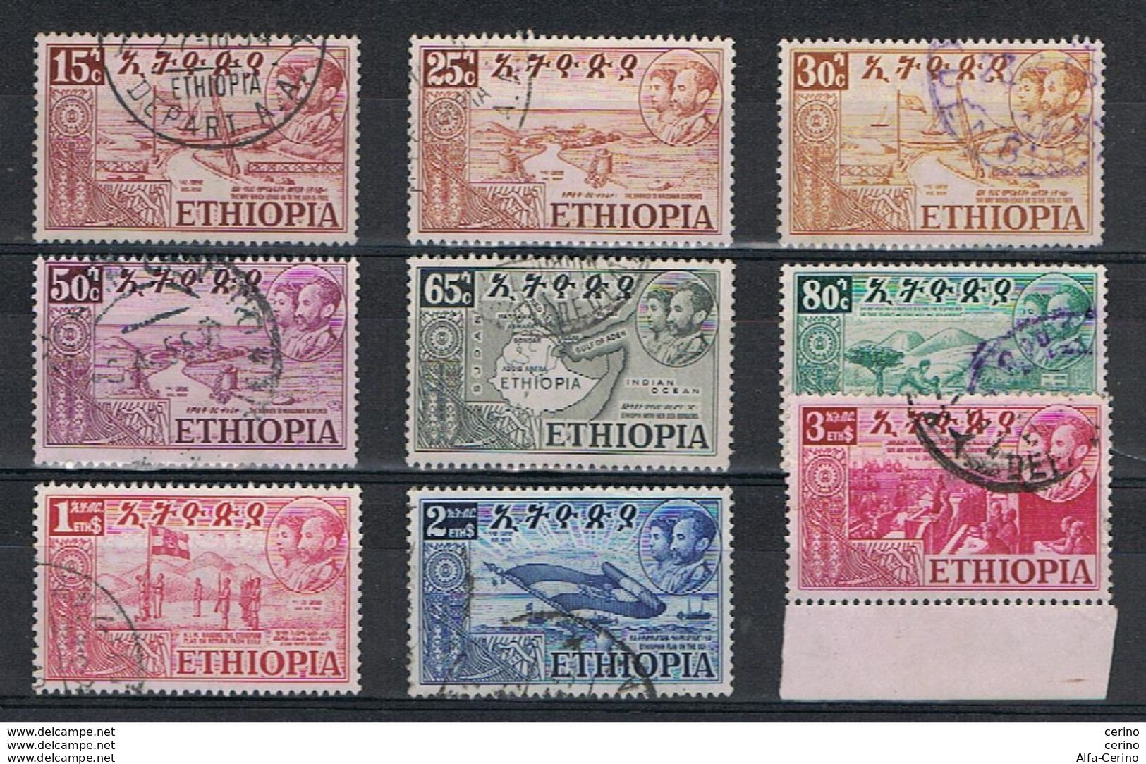 ETIOPIA:  1952  RITORNO  DELL' ERITREA  ALL' ETIOPIA  -  S. CPL. 9  VAL. US. -  YV/TELL. 315/23 - Etiopia