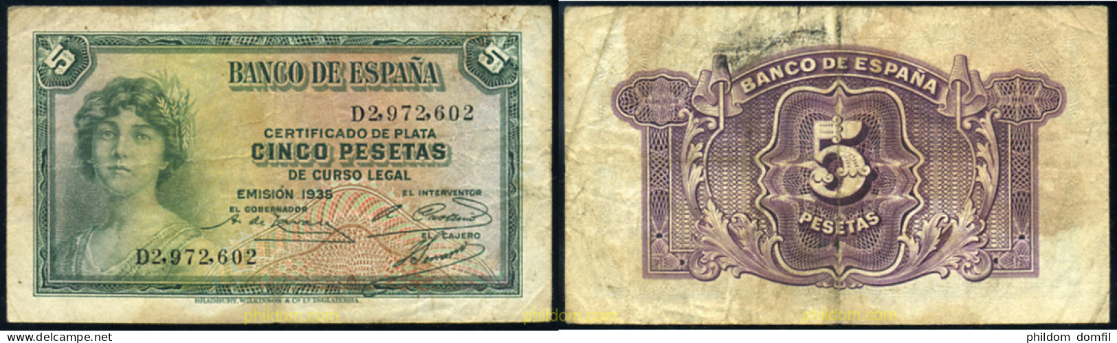 728 ESPAÑA 1935 5 PESETAS 1935 - Autres & Non Classés