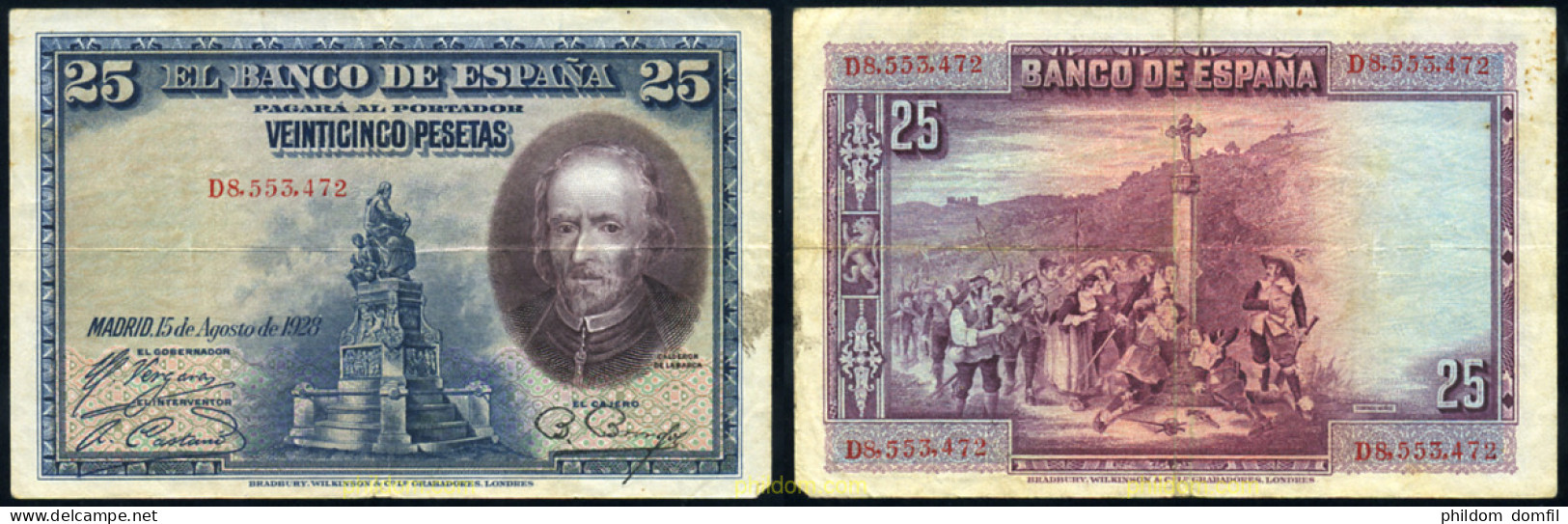 736 ESPAÑA 1928 25 PESETAS 1928 CALDERON DE LA BARCA - Autres & Non Classés