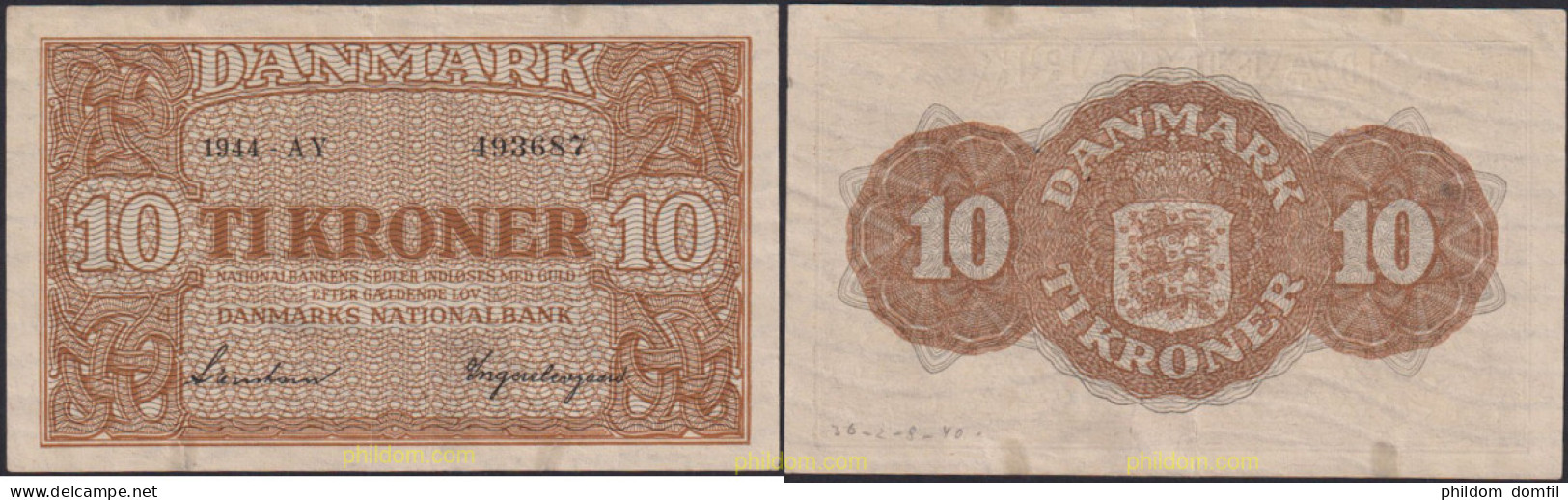 1206 DINAMARCA 1944 DINAMARCA 1944 10 KRONER - Dänemark