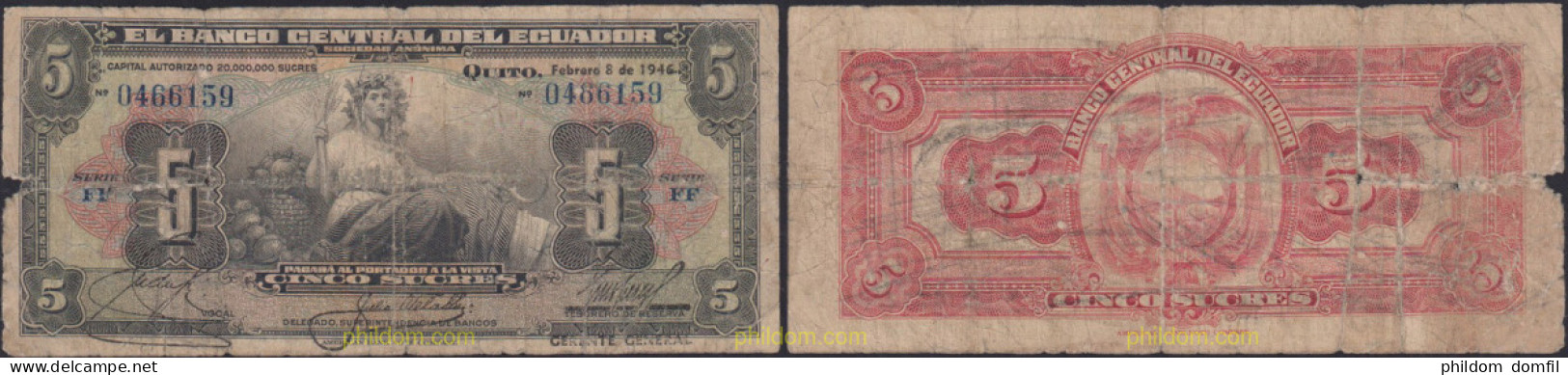 1239 ECUADOR 1946 ECUADOR 5 SUCRES 1946 GERENTE GENERAL - Equateur