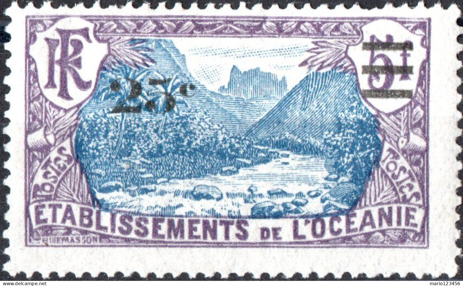 OCEANIA-POLINESIA FRANCESE, PAESAGGI, LANDSCAPE, 1924, FRANCOBOLLI NUOVI (MLH*) Scott:FR-OC 65, Yt:FR-OC 61 - Neufs