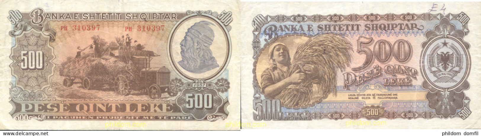 1397 ALBANIA 1944 ALBANIA SHQIPERISE 500 LEK 1944 - Albanie