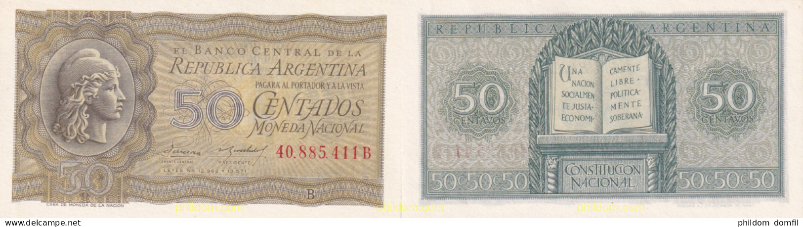 1577 ARGENTINA 1951 ARGENTINA 50 CENTAVOS 1951 PICK 261 - Argentinien