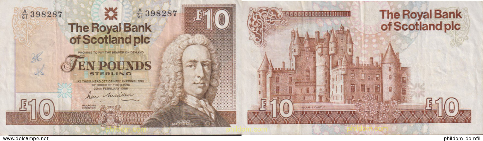 1644 GRAN BRETAÑA. Escocia 1989 SCOTLAND 10 POUNDS 1994 - Collections