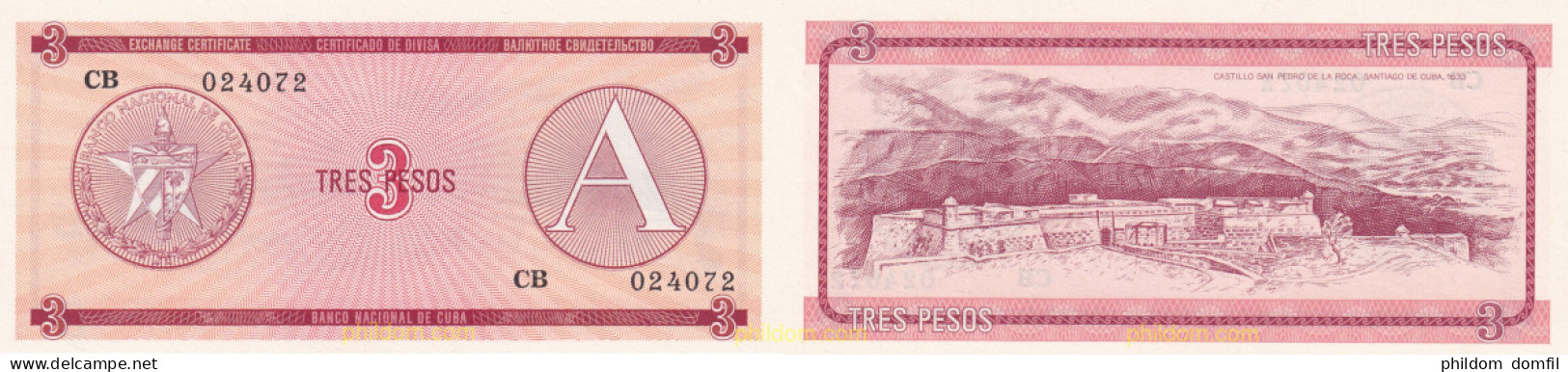 1760 CUBA 1985 CUBA 3 PESOS 1985 CERTIFICADO DE COMPRA - Kuba