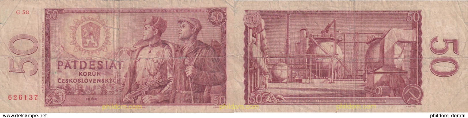 1919 CHECOSLOVAQUIA 1964 50 CZECHOSLOVAK KORUN BANKNOTE 1964 - Tchécoslovaquie