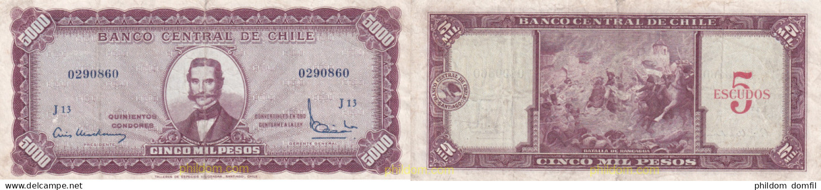 1948 CHILE 1960 CHILE 5000 ESCUDOS 500 CONDORES 1960 - 1961 - Cile