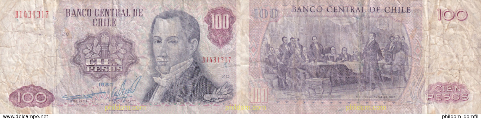 1973 CHILE 1980 CHILE 100 PESOS 1980 - Chile