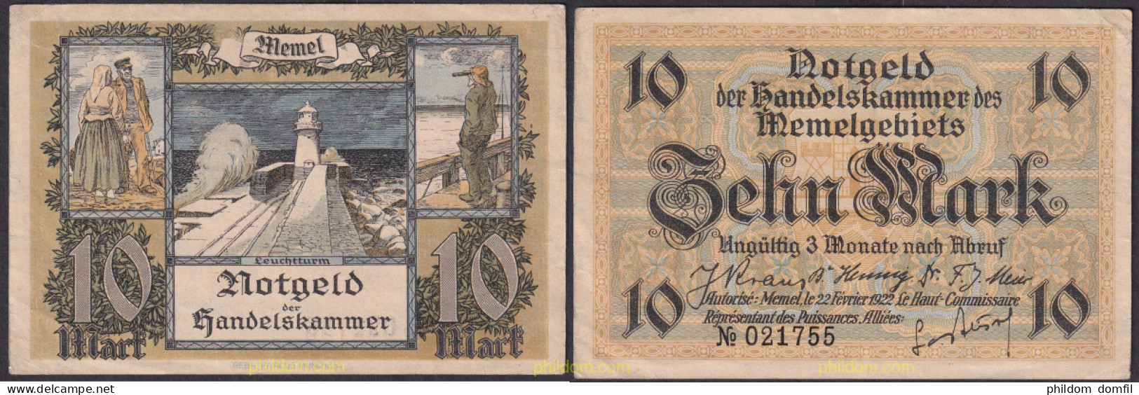 2249 MEMEL 1922 MEMEL 10 MARK GERMANY 1922 - Lituania