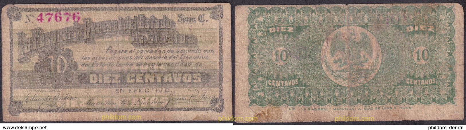 2282 MEXICO 1914 MEXICO 10 CENTAVOS SINALOA 1914 - Mexiko