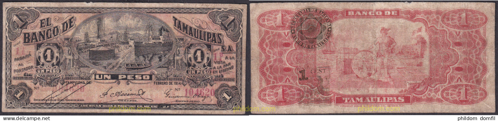 2287 MEXICO 1914 BANCO DE TAMAULIPAS 1 PESO 1914 - Mexiko