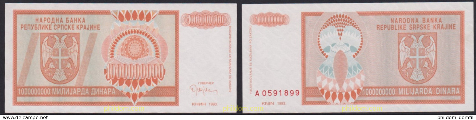 2711 CROACIA. Krajina 1993 CROACIA KRAJINA 1000000000 DINARA 1993 - Croatia