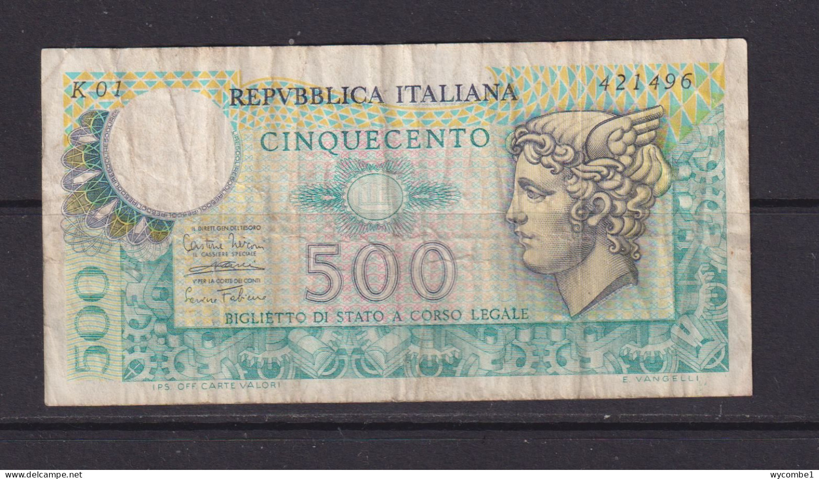 ITALY - 1974 500 Lira Circulated Banknote - 500 Liras