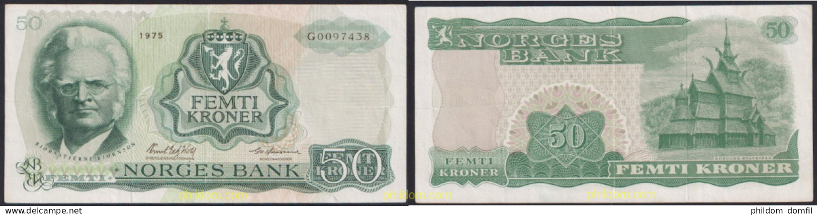 2787 NORUEGA 1975 NORWAY NORGES BANK 1975 50 KRONER - Norvège