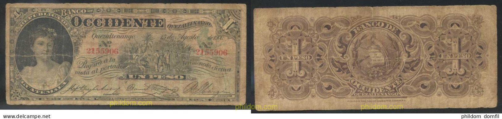 3058 GUATEMALA 1900 GUATEMALA 1 PESO 1900 BANCO OCCIDENTE - Guatemala