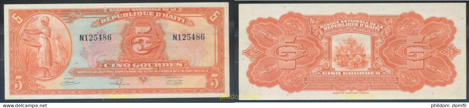 3257 HAITI 1919 HAITI 5 GOURDES 1919 - Haiti