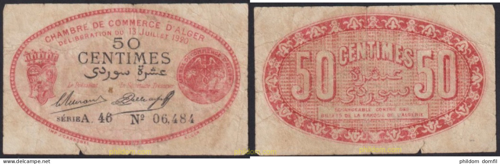 3248 ARGELIA 1920 ALGERIE 50 CENTIMES 1920 - Algerien