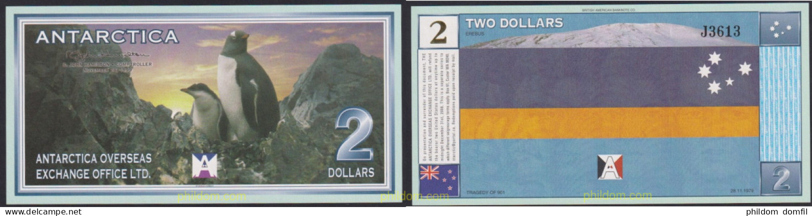 3282 NUEVA ZELANDA 1999 ANTARTIDA ANTARTICA OVERSEA) 2 DOLARS 1999 - Nueva Zelandía