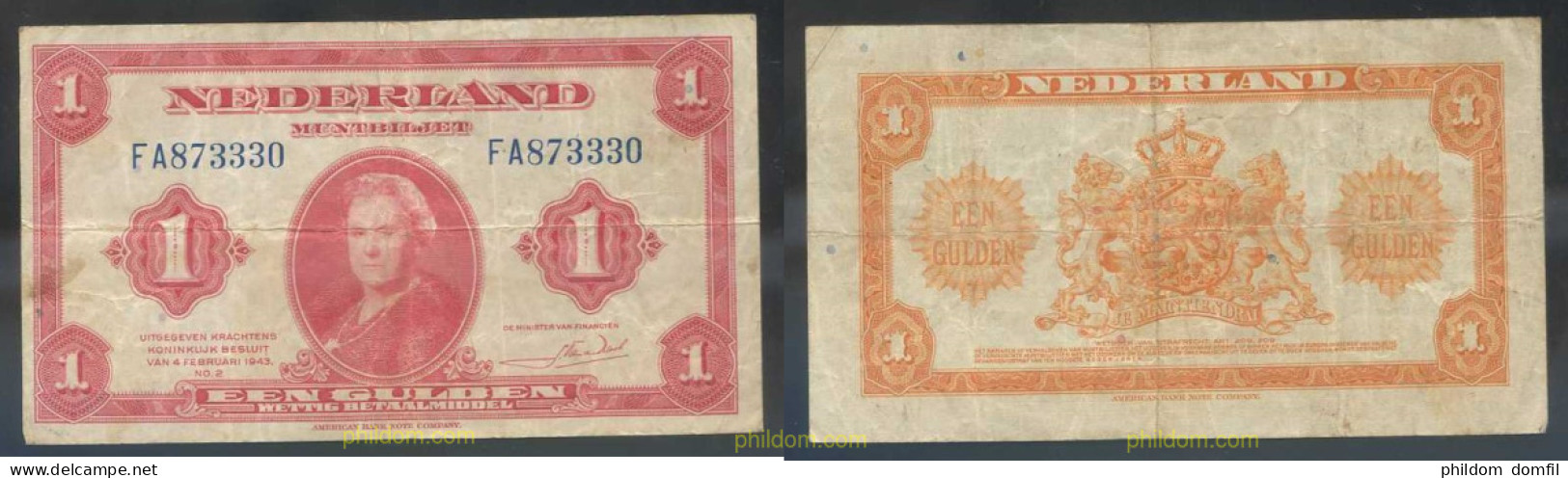 3304 HOLANDA 1943 NEDERLAND 1 GULDEN 1943 - Sonstige & Ohne Zuordnung