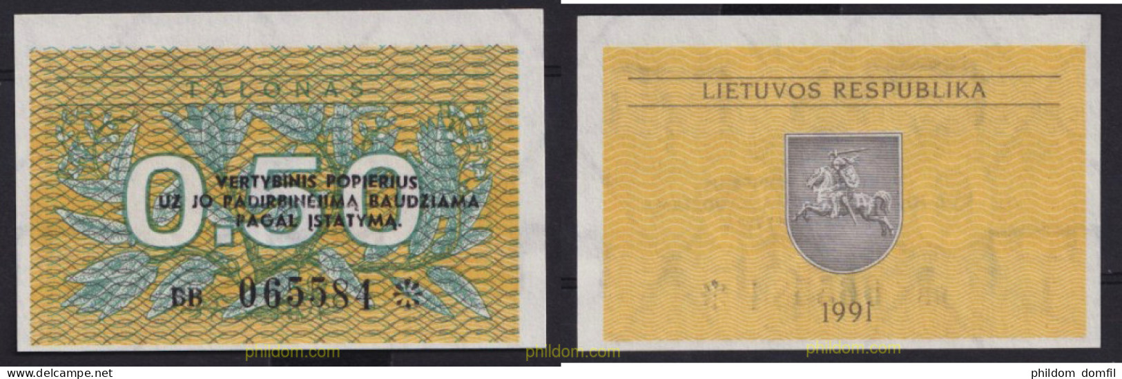 3322 LITUANIA 1991 LATVIA 0,50 TALONAS 1991 - Lituanie