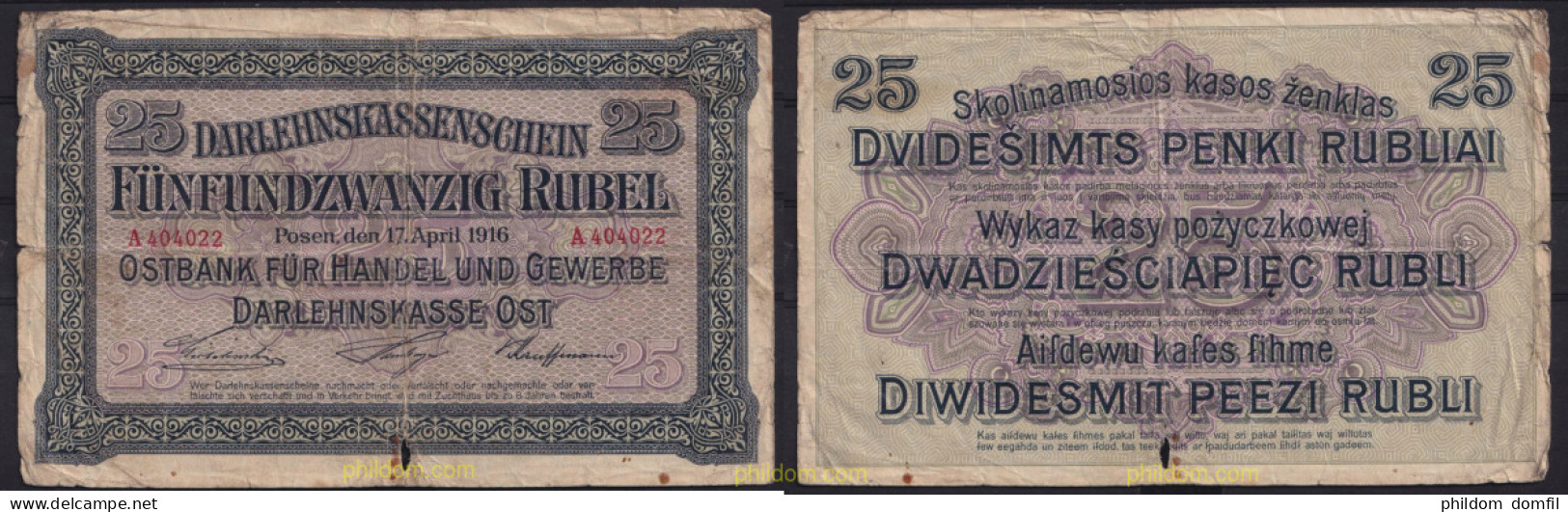 3480 LITUANIA 1916 LITUANIA 25 RUBEL GERMANY 1916 - Lituanie