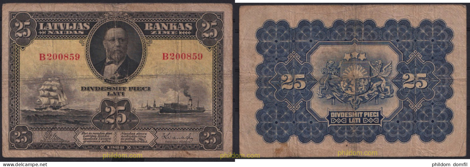 3493 LETONIA 1928 LATVIA 25 LATI 1928 - Letland