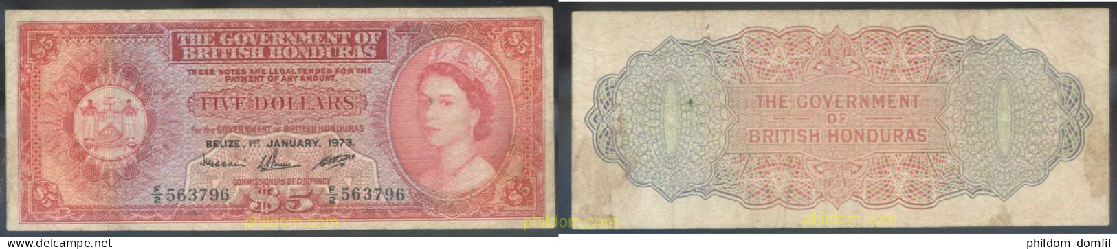 3568 HONDURAS BRITANICA 1973 BRITISH HONDURAS 5 DOLLARS 1973 - Honduras