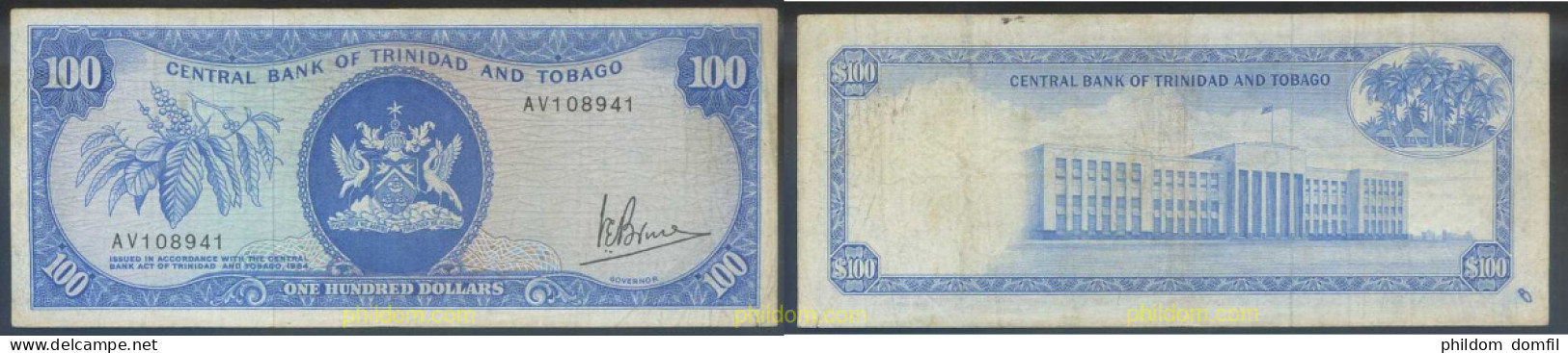 3580 TRINIDAD Y TOBAGO 1964 TRINIDAD AND TOBAGO 100 DOLLARS 1964 SIGNATURE 3 - Trindad & Tobago