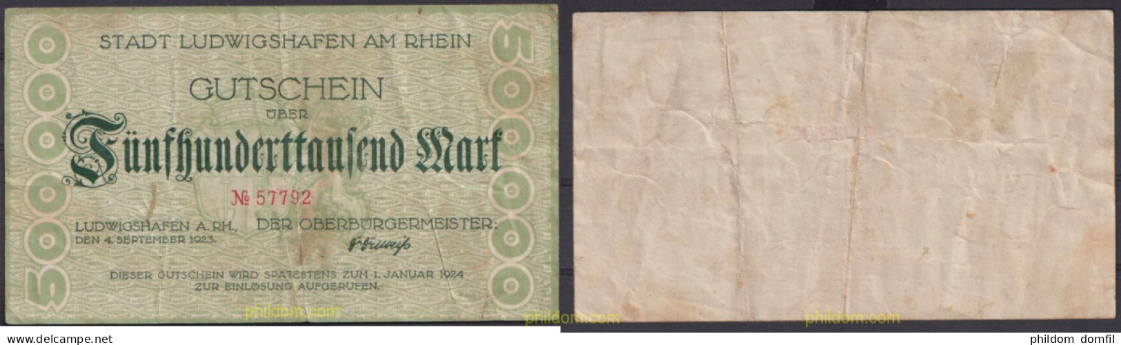 3634 ALEMANIA 1924 GUTSCHEIN 500000 MARK 1924 - Amministrazione Del Debito