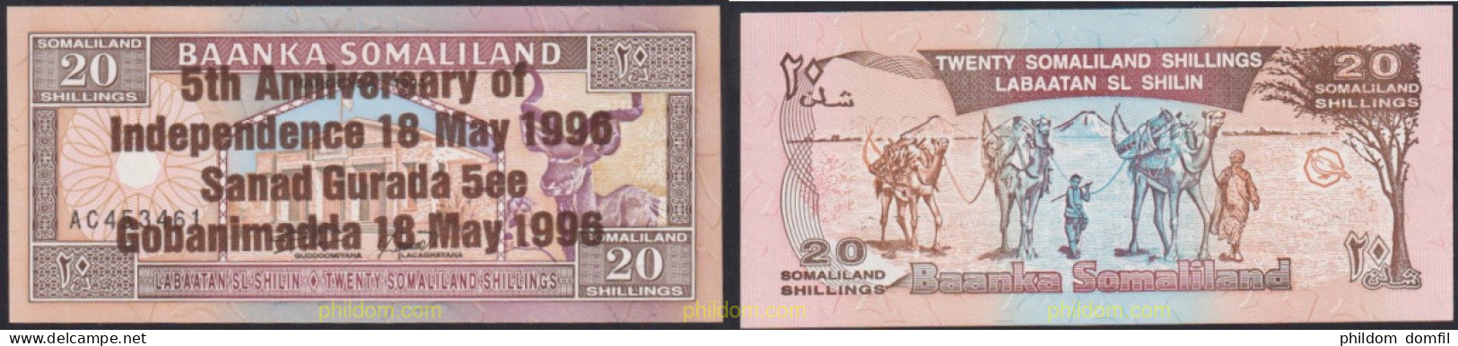 3751 SOMALILANDIA 1996 SOMALILAND 20 SHILLINGS 1996 BRONZE 5TH ANNIVERSARY OF INDEPENDENCE 18 MAY 1996 - Somalia