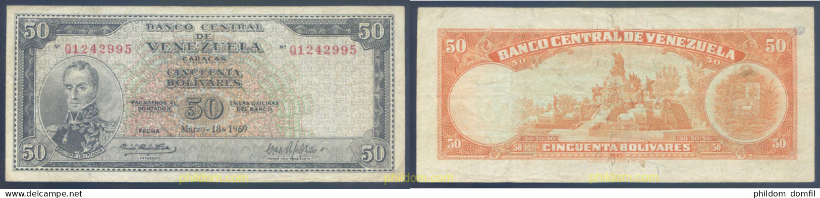 3943 VENEZUELA 1969 VENEZUELA 50 BOLIVARES 1969 - Venezuela