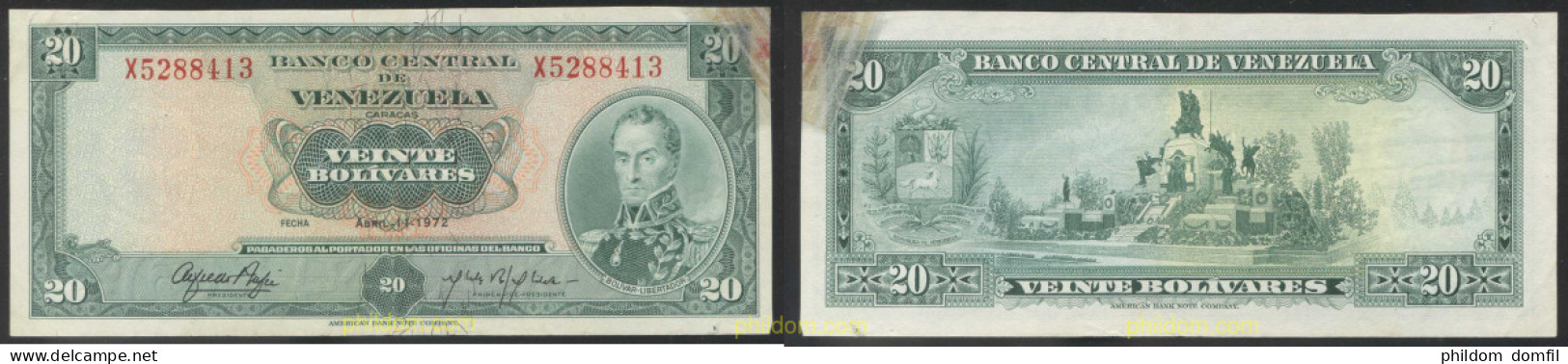 3948 VENEZUELA 1972 VENEZUELA 20 BOLIVARES 1972 - Venezuela